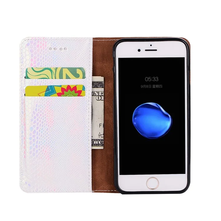 Fancy Snake Texture Card Holder Leather Protective Phone Case for iPhone 8 / 7 4.7 inch - Pink