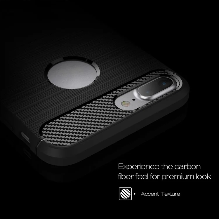 AMORUS Carbon Fiber Texture Brushed TPU Mobile Phone Shell for iPhone 8 Plus / 7 Plus 5.5 inch - Black
