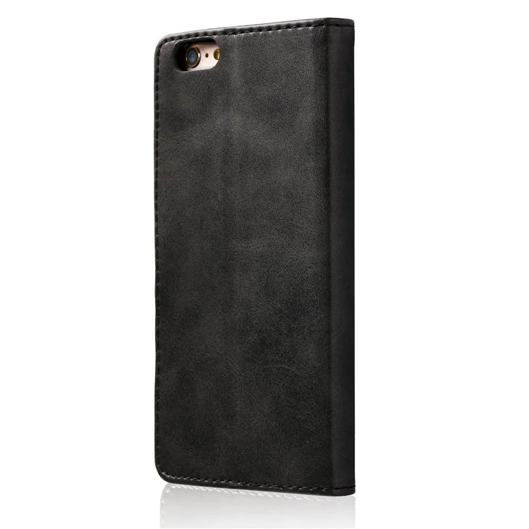 LC.IMEEKE Textured PU Leather Wallet Phone Casing for iPhone 6s / 6 with Adjustable Foldable Stand - Black