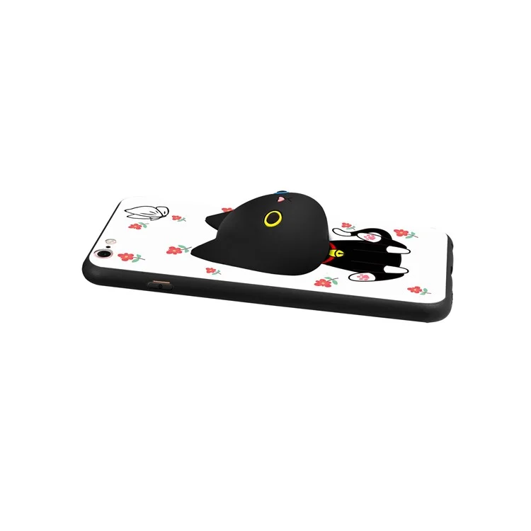 3D Cute Cartoon Earphone Winder Stand PC+Silicone Case for iPhone 6 Plus - Cat and Flower