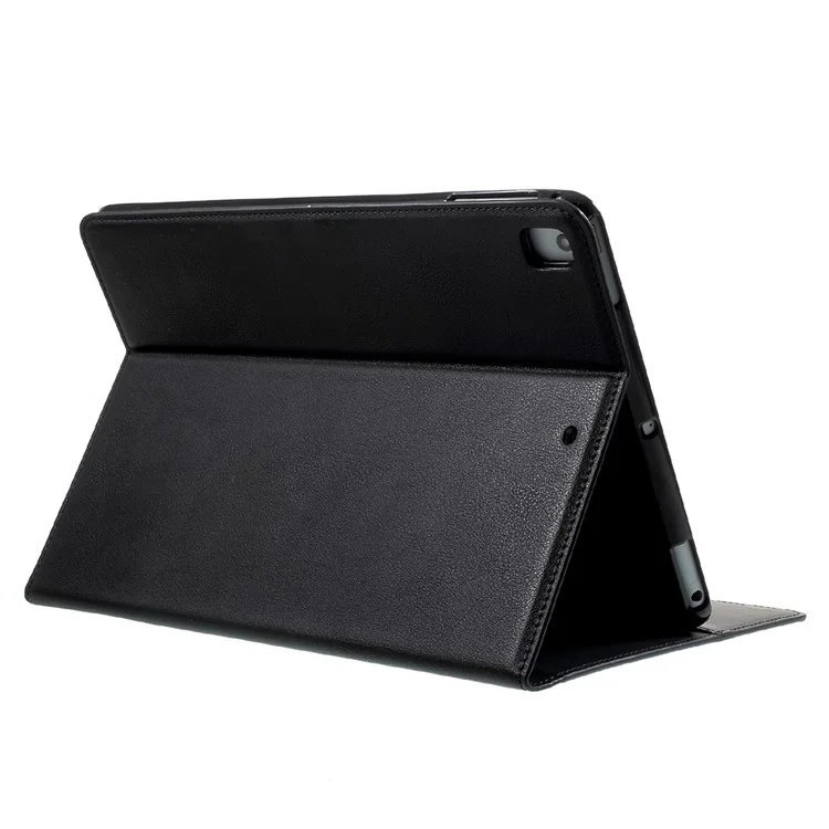 For iPad 9.7 (2018) / 9.7 (2017) Imprint 3D Pattern Smart Wallet Stand Leather Tablet Case - Blue Wolf
