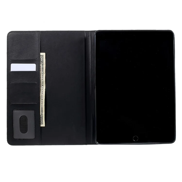 For iPad 9.7 (2018) / 9.7 (2017) Imprint 3D Pattern Smart Wallet Stand Leather Tablet Case - Blue Wolf