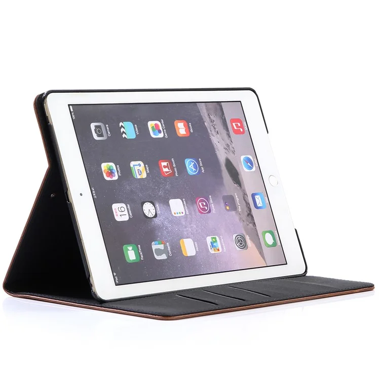 Für iPad 9.7 (2018) / (2017) Retro Crazy Horse Texture Leder Tablet-Hülle mit Eckschutz Folio-Ständer-Abdeckung - Beige