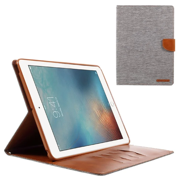 MERCURY GOOSPERY Canvas Leather Wallet Case Stand for iPad 9.7 (2018) / 9.7 (2017) - Grey