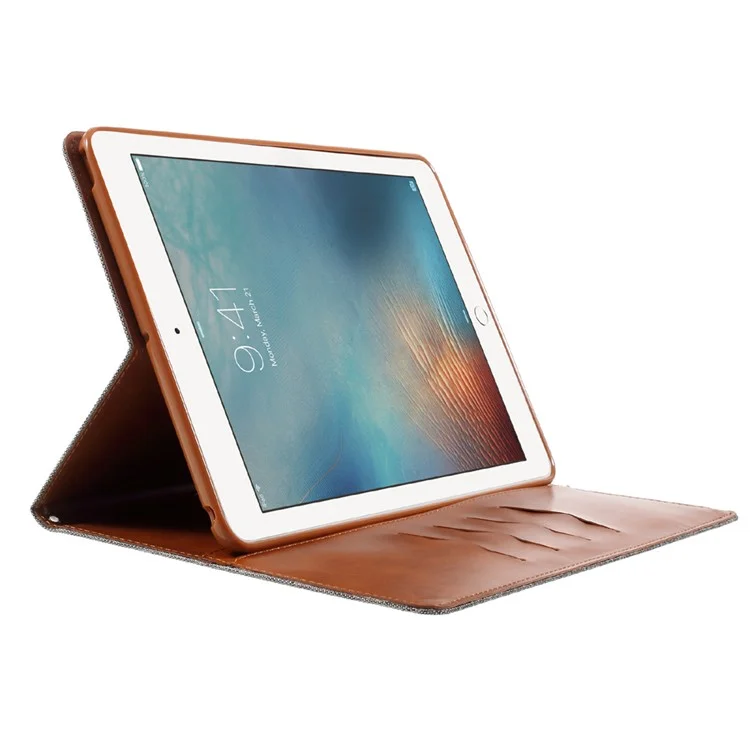 MERCURY GOOSPERY Canvas Leather Wallet Case Stand for iPad 9.7 (2018) / 9.7 (2017) - Grey