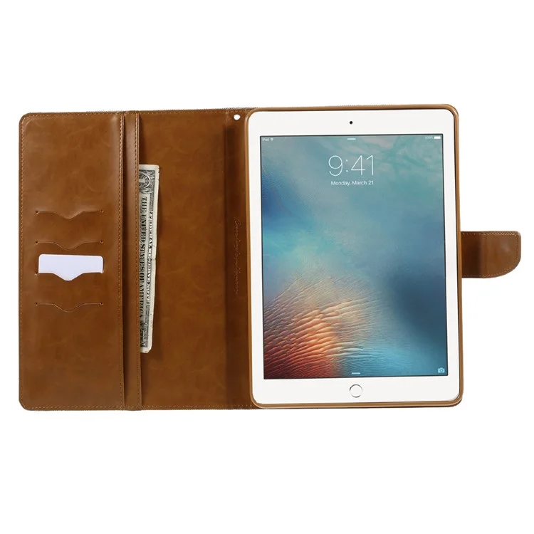 MERCURY GOOSPERY Canvas Leather Wallet Case Stand for iPad 9.7 (2018) / 9.7 (2017) - Grey