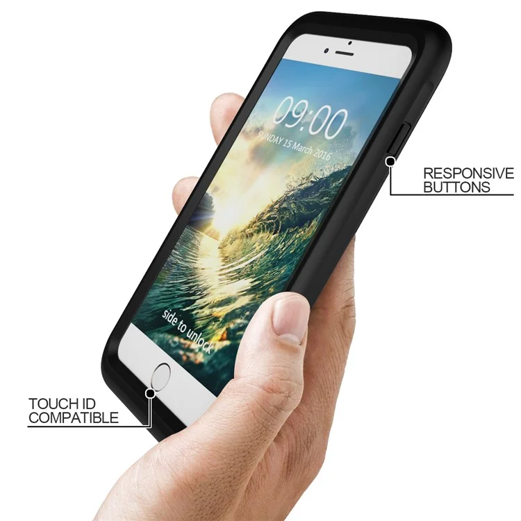 3-Meter Underwater Waterproof PC+TPU Cover for iPhone 7 with Responsive Buttons - Black