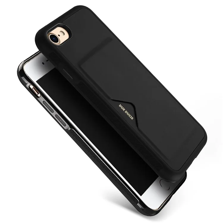 DUX DUCIS Pocard Series PU Leather Skin TPU Back Case with Card Slot for iPhone 8 / 7 4.7 inch - Black