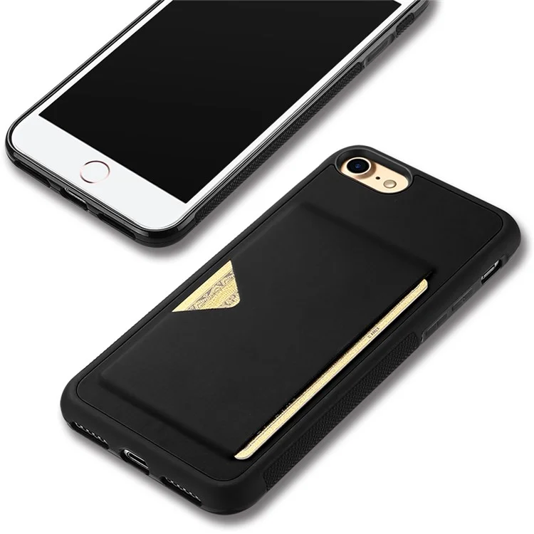 DUX DUCIS Pocard Series PU Leather Skin TPU Back Case with Card Slot for iPhone 8 / 7 4.7 inch - Black
