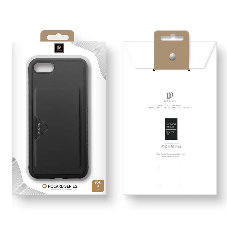 DUX DUCIS Pocard Series PU Leather Skin TPU Back Case with Card Slot for iPhone 8 / 7 4.7 inch - Black