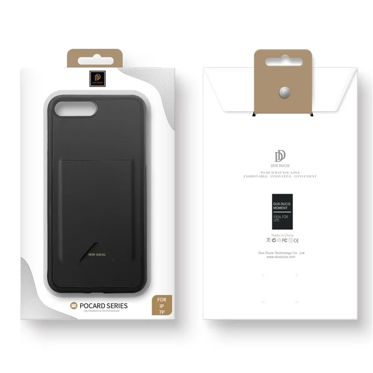 DUX DUCIS Pocard Series Card Slot PU Leather Skin TPU Back Cover for iPhone 8 Plus / 7 Plus 5.5 inch - Black