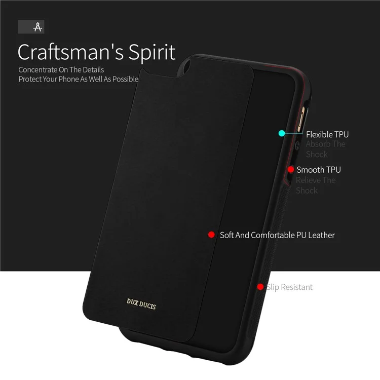 DUX DUCIS Pocard Series PU Leather Coated TPU Back Case for iPhone SE/5S/5 - Black