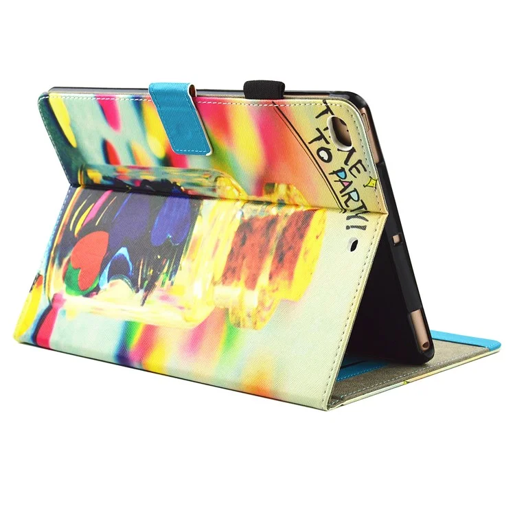 Pattern Printing Card Holders Stand Leather Smart Flip Case for iPad 9.7 (2018) / 9.7 (2017) - Time to Party