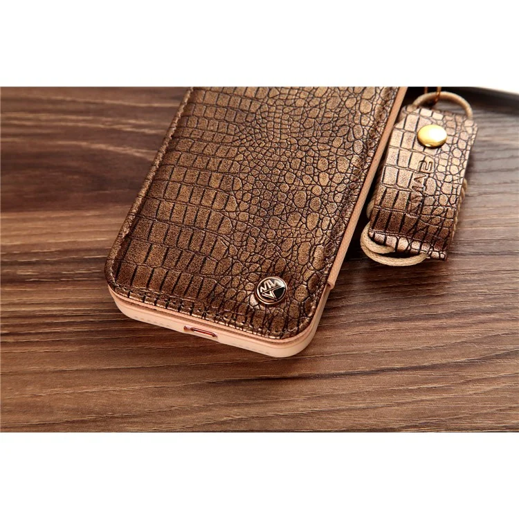 CMAI2 Becca Series Lizard Texture Leather TPU Cover Case with Mirror and Card Slots for iPhone 6s Plus / 6 Plus - Coffee