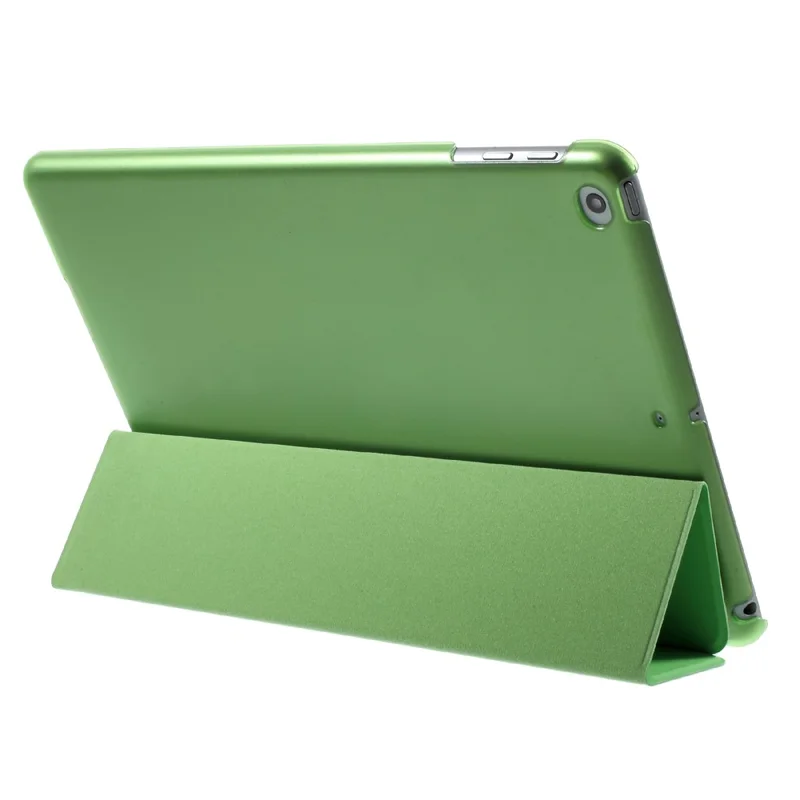 For iPad 9.7-inch (2018)/(2017) Tablet Cover Tri-fold Stand PU Leather + PC Protective Case - Green