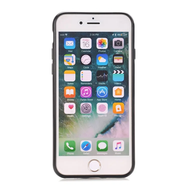 360 Degree Rotary Finger Ring Kickstand Soft TPU Back Case for iPhone 8 / 7 4.7 inch - Black