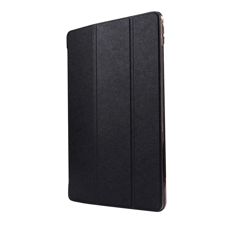 For iPad Air 10.5 (2019) / Pro 10.5 (2017) Tri-Fold Stand Smart Leather Case Silk Texture - Black