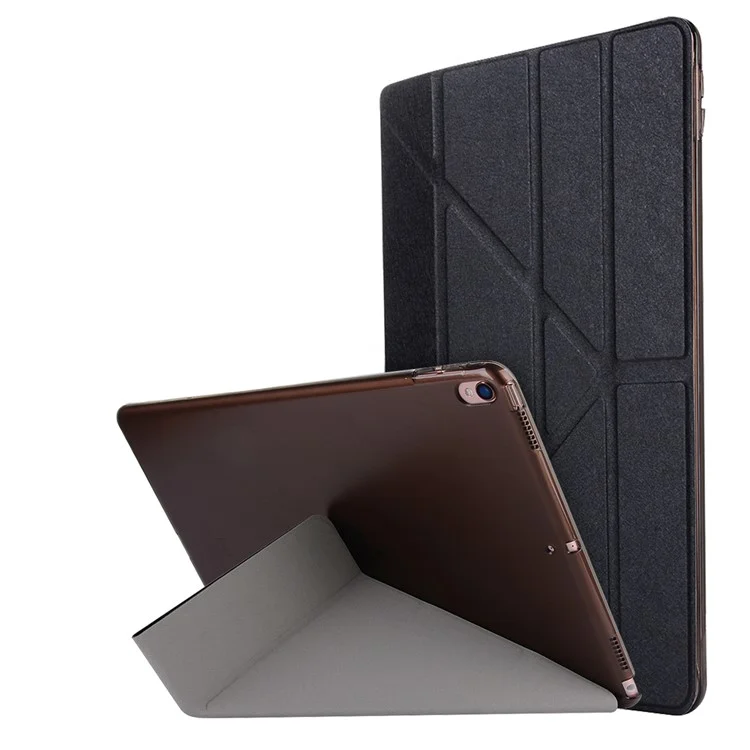 Silk Texture Smart Origami Stand Leather Flip Case for iPad Pro 10.5-inch (2017) - Black