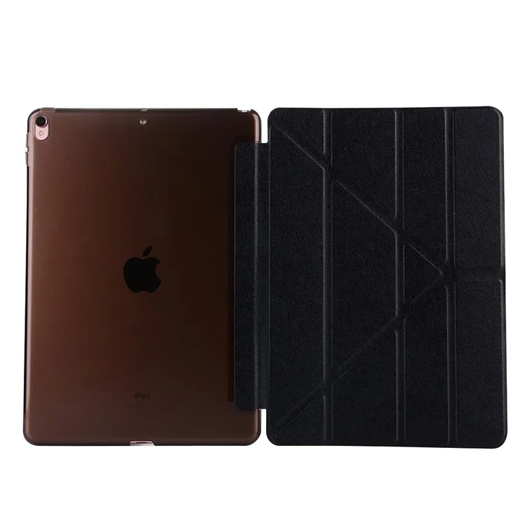 Silk Texture Smart Origami Stand Leather Flip Case for iPad Pro 10.5-inch (2017) - Black