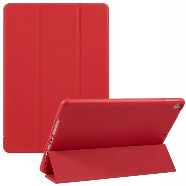 Tri-fold Stand Leather Smart Cover for iPad Air 10.5 (2019)/Pro 10.5 (2017) - Red