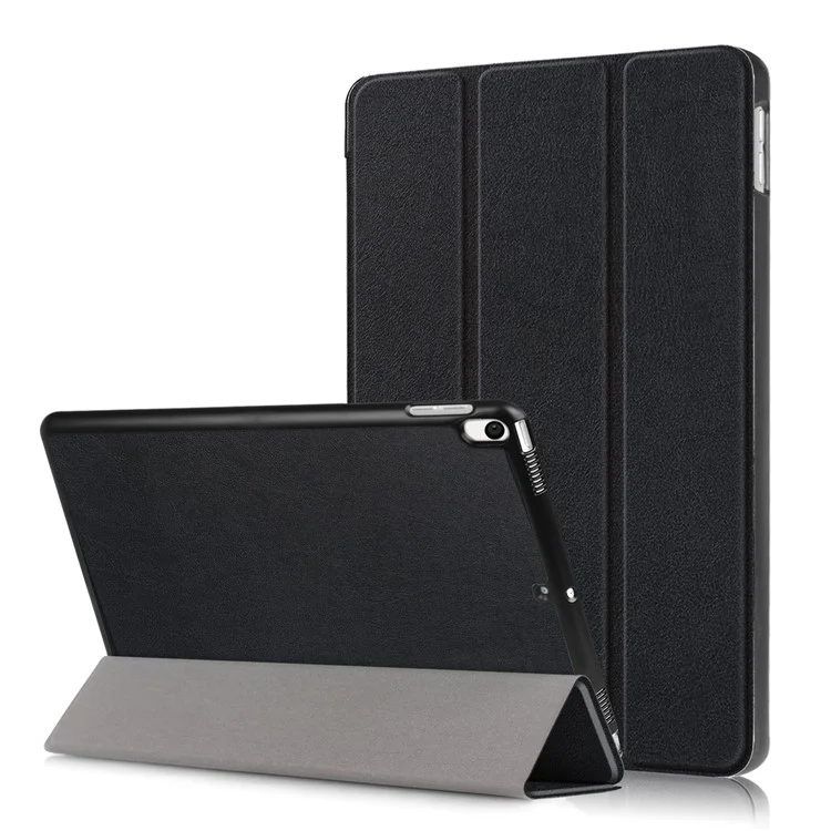 For iPad Pro 10.5 (2017) Smart Leather Wallet Tri-fold Stand Protective Cover - Black