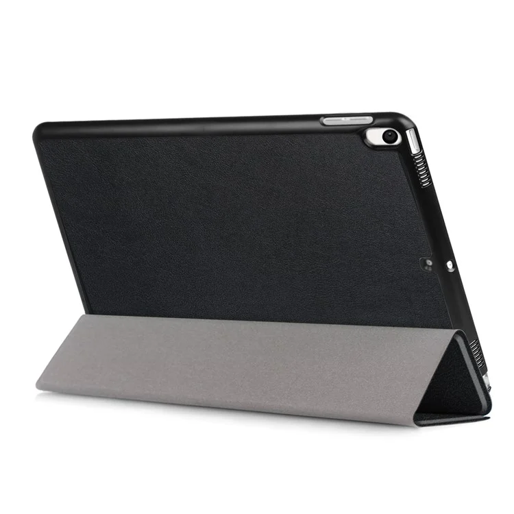 For iPad Pro 10.5 (2017) Smart Leather Wallet Tri-fold Stand Protective Cover - Black