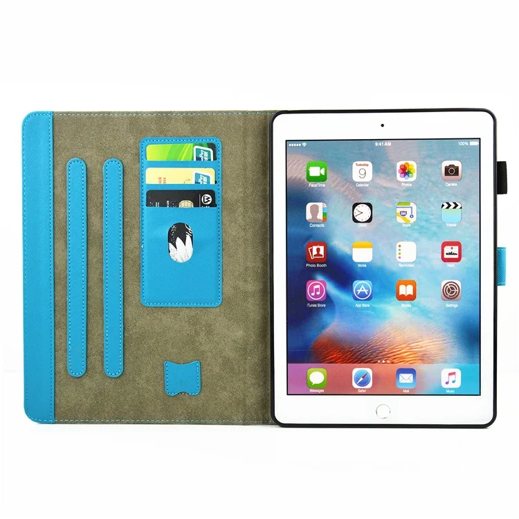 For iPad Pro 10.5-inch (2017) Smart Pattern Printing Stand Card Holder Leather Tablet Shell - White Sequins