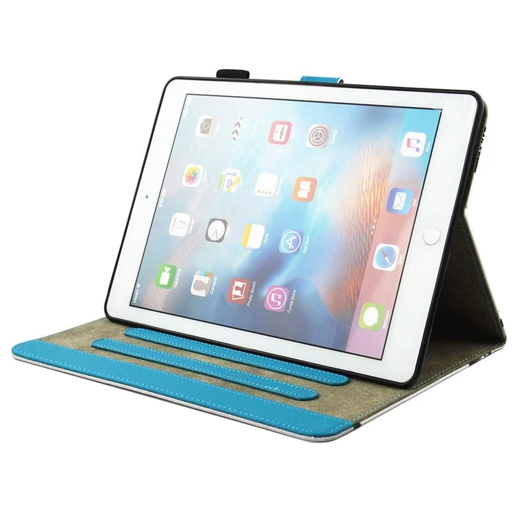 For iPad Pro 10.5-inch (2017) Smart Pattern Printing Stand Card Holder Leather Tablet Shell - White Sequins