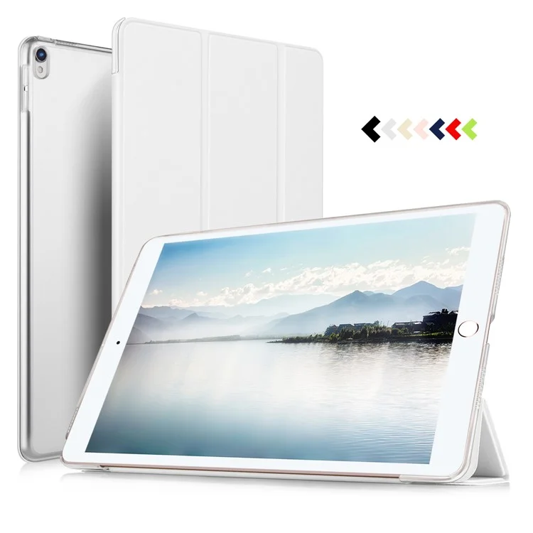 Auto-wake/sleep Tri-fold Stand Protective Leather Cover for iPad Pro 10.5 (2017) - White