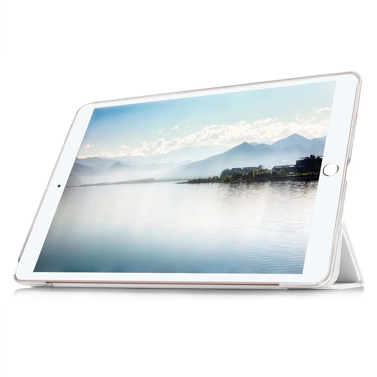 Auto-wake/sleep Tri-fold Stand Protective Leather Cover for iPad Pro 10.5 (2017) - White