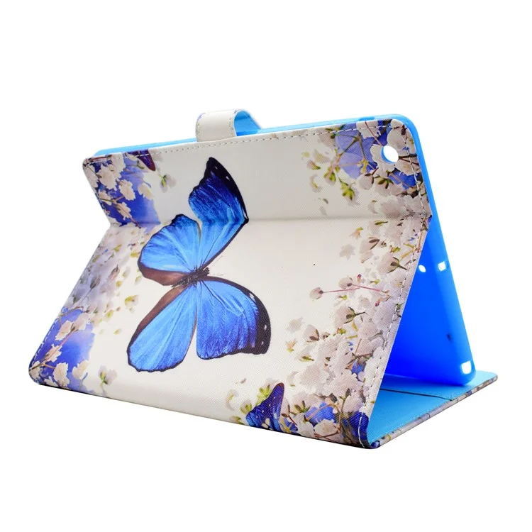 For iPad 9.7 (2018) / 9.7 (2017) Stitching Design Pattern Printing Leather Case with Wallet Stand Function for iPad 9.7 (2018) / 9.7 (2017) - Butterfly and Flowers