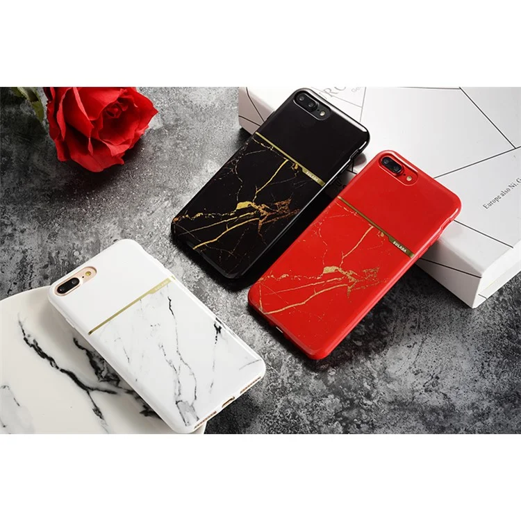 SULADA Glossy Marble Grain Protective TPU Back Case for iPhone 8 Plus / 7 Plus 5.5 inch - Black