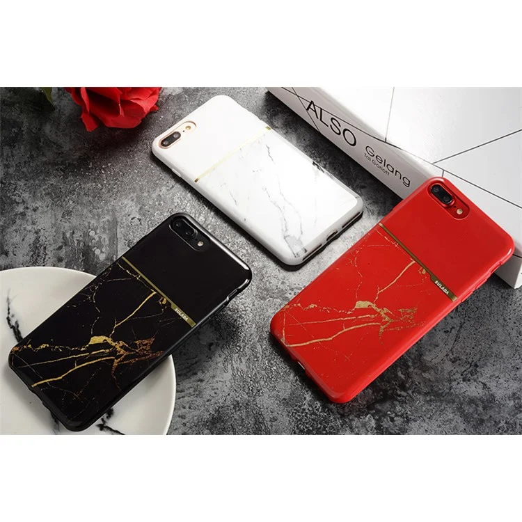 SULADA Glossy Marble Grain Protective TPU Back Case for iPhone 8 Plus / 7 Plus 5.5 inch - Black