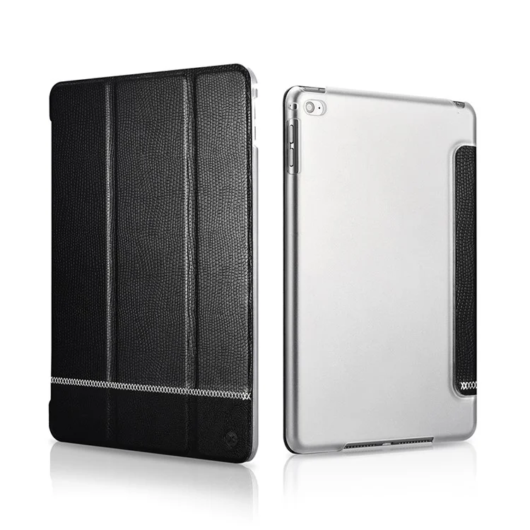XOOMZ Snake Texture Tri-fold Stand Auto Wake and Sleep PU Leather Tablet Case for iPad Air 2 - Black