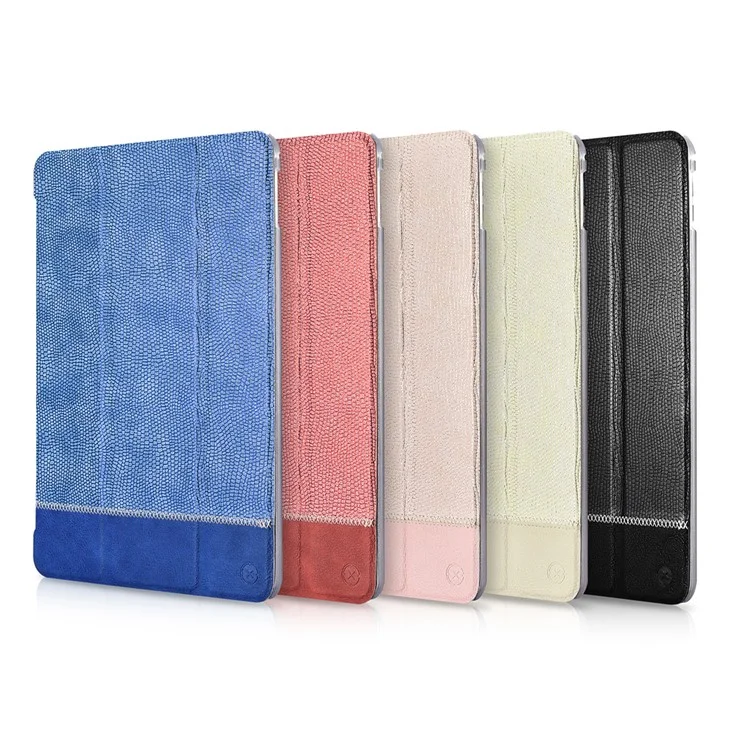 XOOMZ Snake Texture Tri-fold Stand Auto Wake and Sleep PU Leather Tablet Case for iPad Air 2 - Black