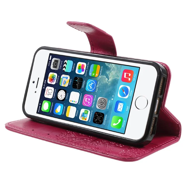 Овальная магнитная кошелек-чехол из искусственной кожи для iPhone 5 / 5s / SE - Rose
