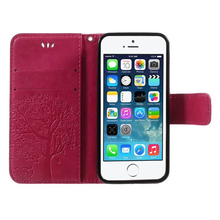 Impressum Tree Owl Magnet Wallet PU Leder Stand Cover Für Iphone 5 / 5s / se - Rose