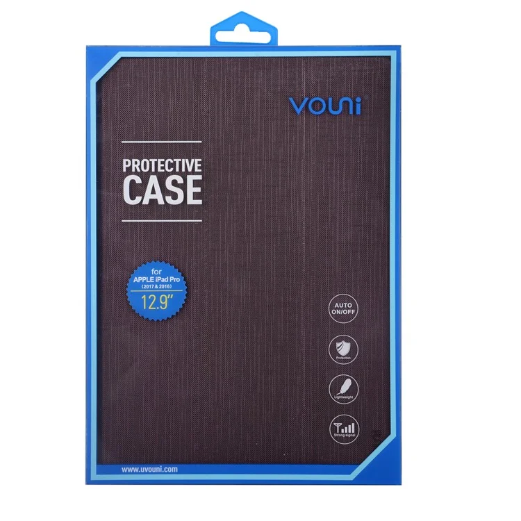 VOUNI Elegant Series Auto-wake/sleep Tri-fold Leather Case with Stand for iPad Pro 12.9 / 12.9 (2017) - Wine Red