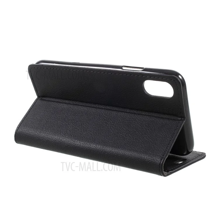For iPhone XS / X/10 5.8 inch Leather Stand Wallet Mobile Phone Case - Black