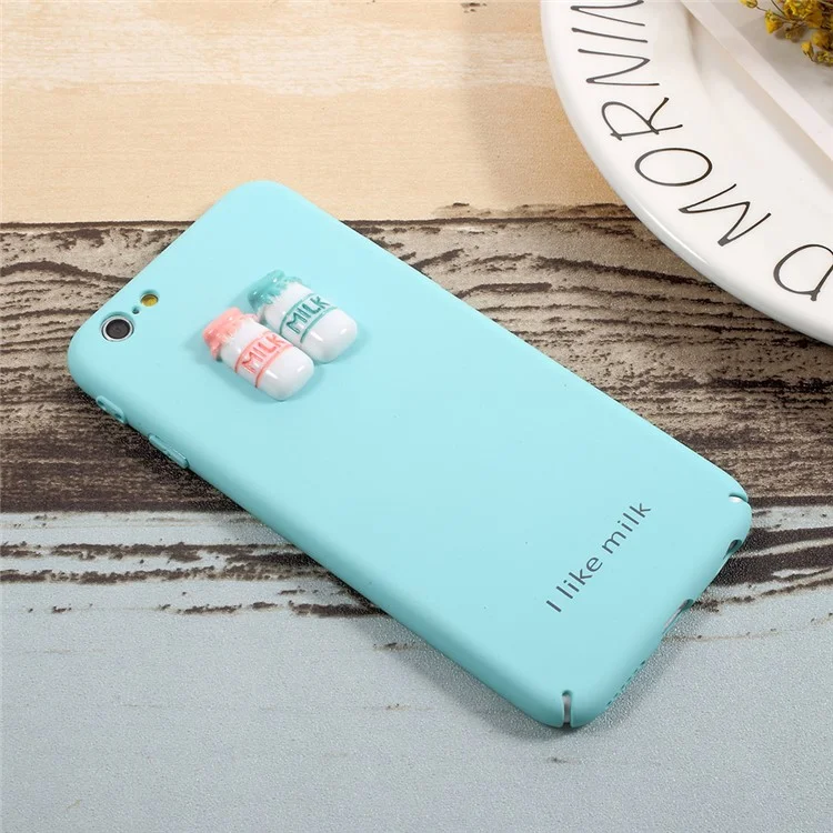 3D Milk Pattern Wrapped Edges Hard Plastic Case for iPhone 6s Plus / 6 Plus - Blue