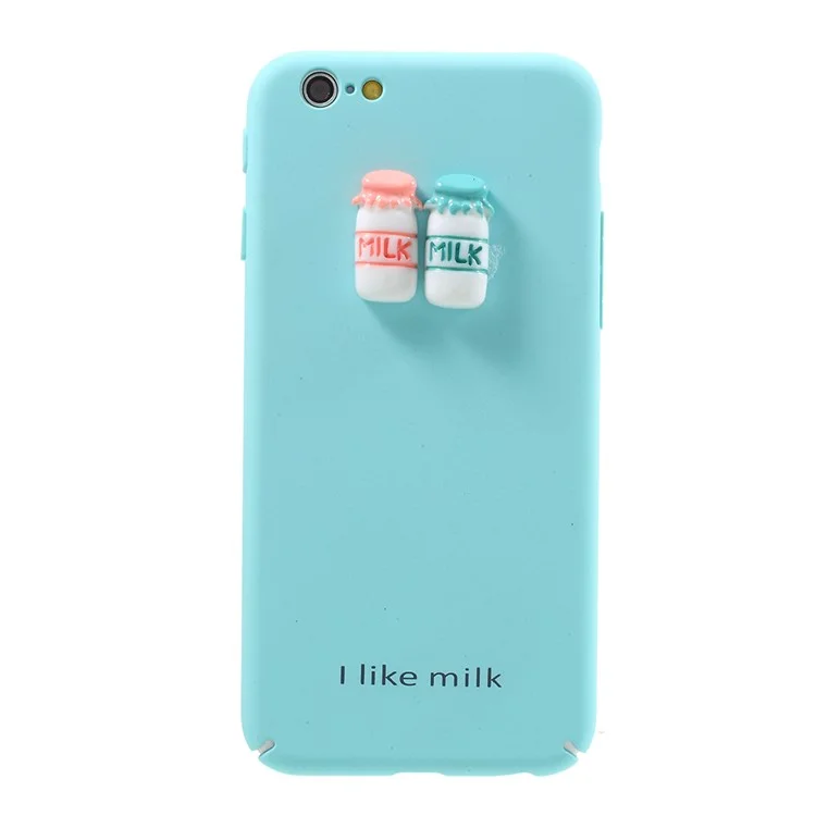 3D Milk Pattern Wrapped Edges Hard Plastic Case for iPhone 6s Plus / 6 Plus - Blue