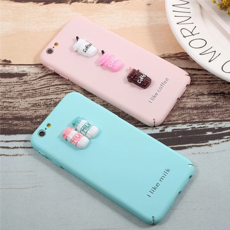 3D Milk Pattern Wrapped Edges Hard Plastic Case for iPhone 6s Plus / 6 Plus - Blue