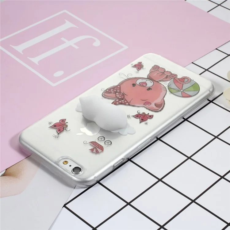 3D Cute Kneading Cat Squishy TPU Cover Case for iPhone 6s Plus / 6 Plus - Butterfly and Cat Pattern