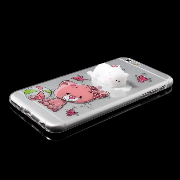 3D Cute Kneading Cat Squishy TPU Cover Case for iPhone 6s Plus / 6 Plus - Butterfly and Cat Pattern