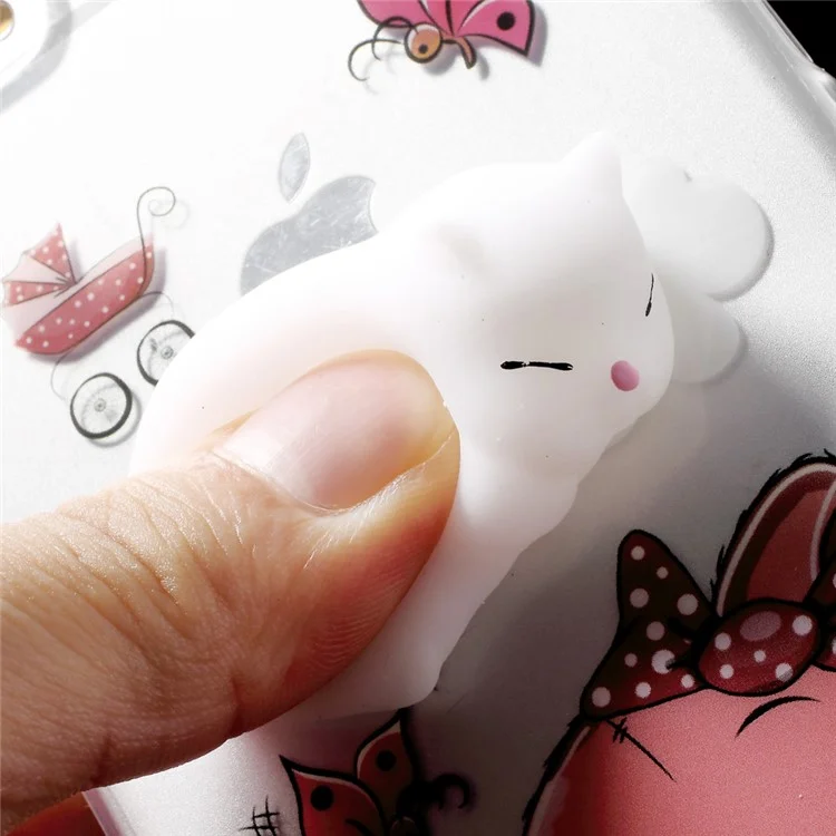3D Cute Kneading Cat Squishy TPU Cover Case for iPhone 6s Plus / 6 Plus - Butterfly and Cat Pattern