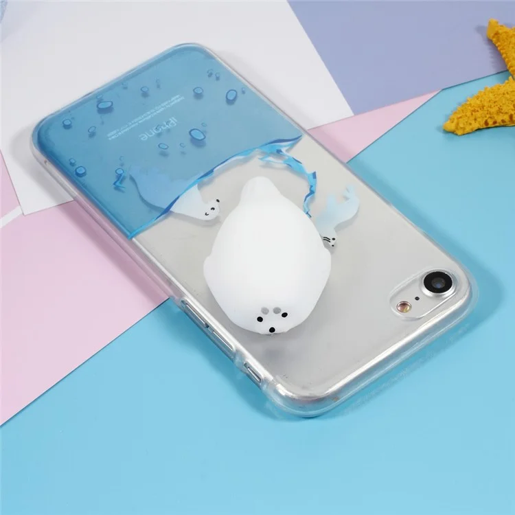 Kneading 3D Silicone Squishy Seal Sea Dog Patterned TPU Back Case for iPhone 8 / 7 4.7 inch