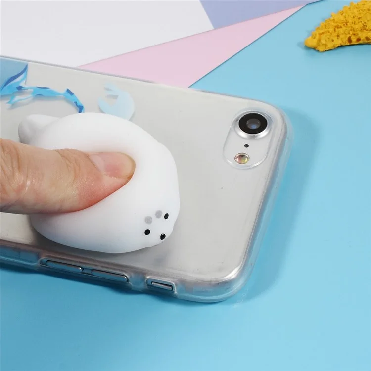 Kneading 3D Silicone Squishy Seal Sea Dog Patterned TPU Back Case for iPhone 8 / 7 4.7 inch