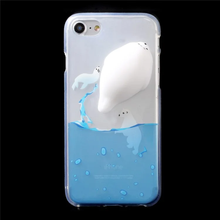 Kneading 3D Silicone Squishy Seal Sea Dog Patterned TPU Back Case for iPhone 8 / 7 4.7 inch