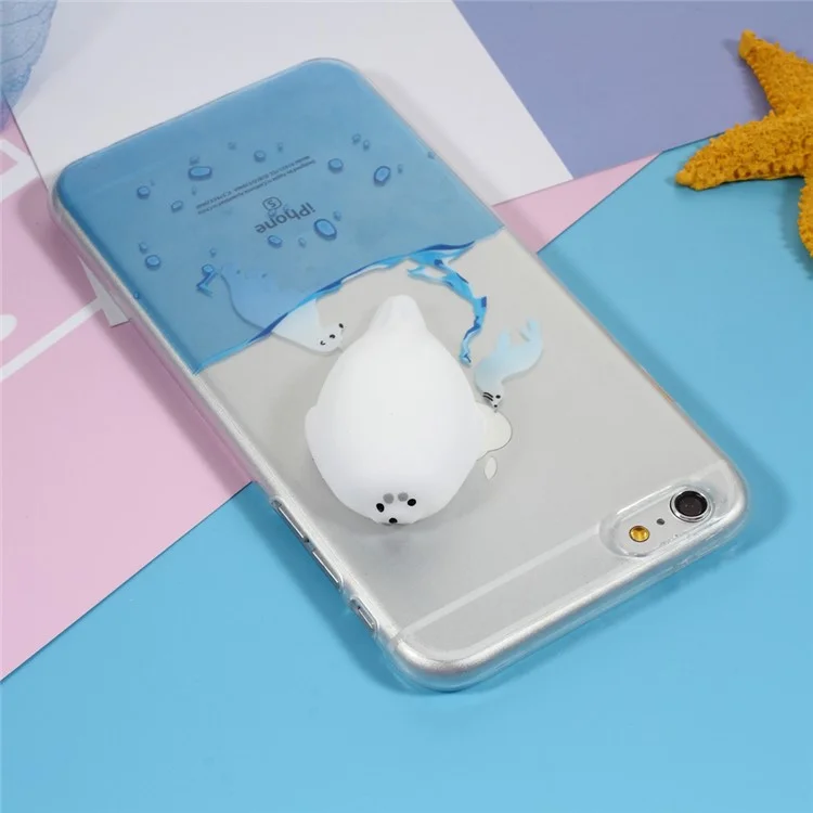 Squishy 3D Silicone Pinch Seal Sea Dog Pattern Printing TPU Case for iPhone 6s 6