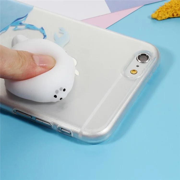 Squishy 3D Silicone Pinch Seal Sea Dog Pattern Printing TPU Case for iPhone 6s 6